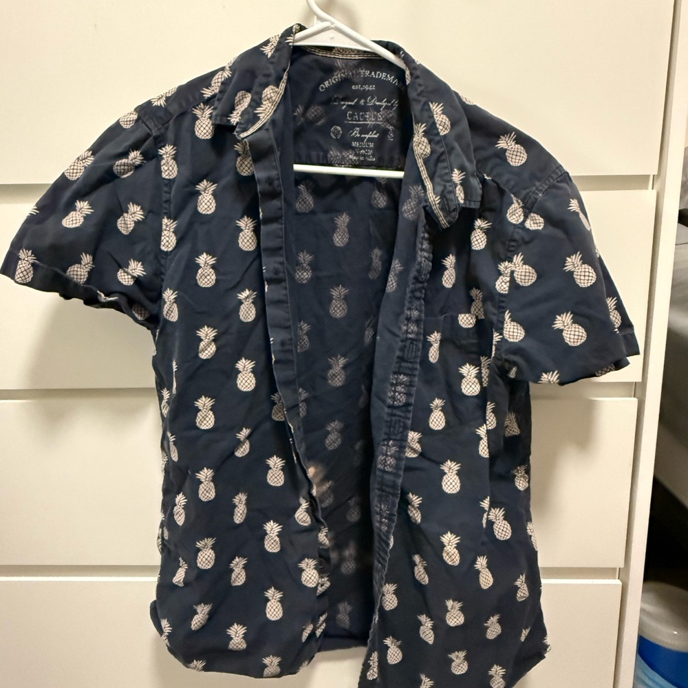 Navy Pineapple Print Shirt